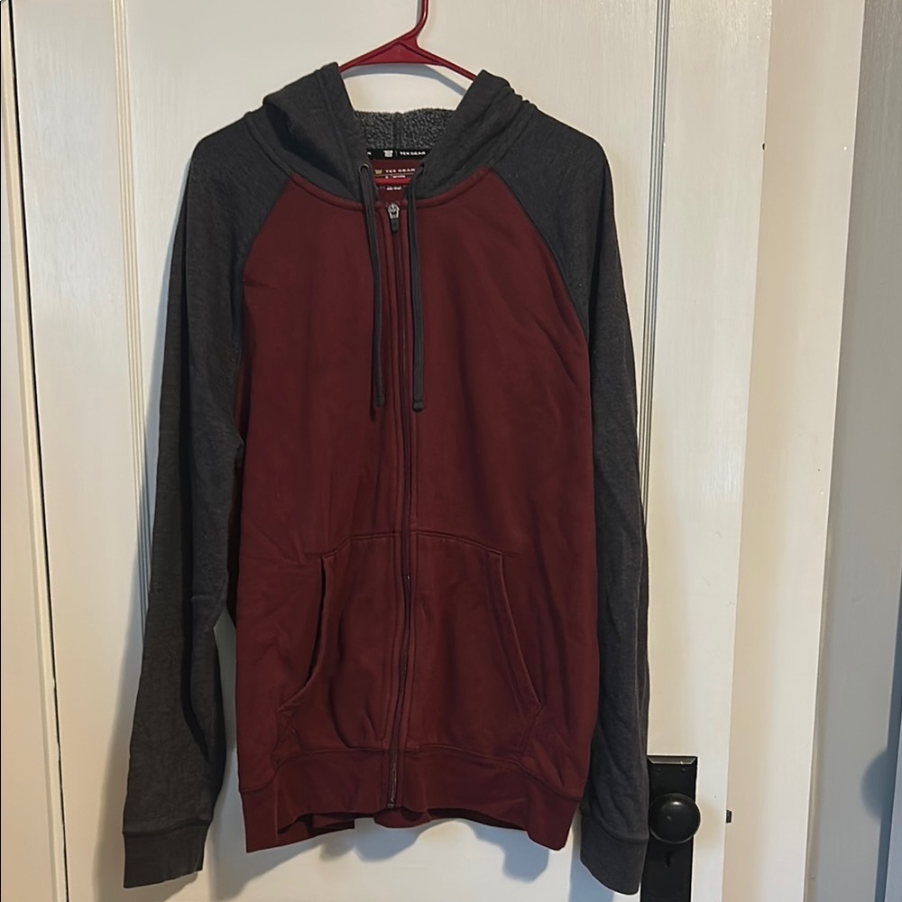 Men's Tek Gear Burgundy and Gray Hoodie Sweater